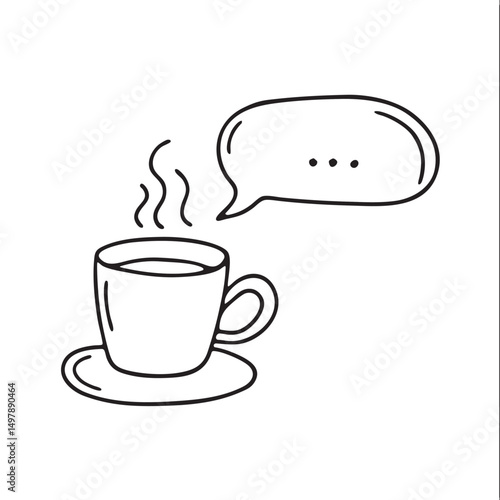 A talk bubble rising near a coffee cup