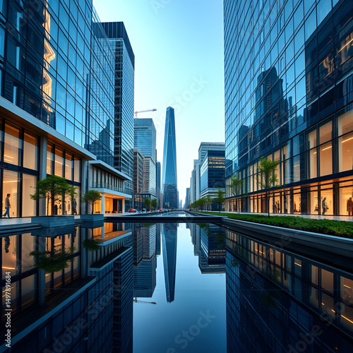 Reflection in a modern financial area