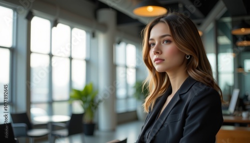 Professional Woman in Modern Office Focused Expression Business Environment Indoor View Blurry Background Free Download Professional Woman in Modern Office Focused Expression Business Environment Indoor View Blurry Background - GFXLoad
