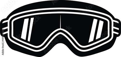 Black and white illustration of snow goggles winter sports equipment