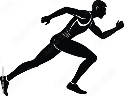 Male athlete running silhouette sprint track and field competition