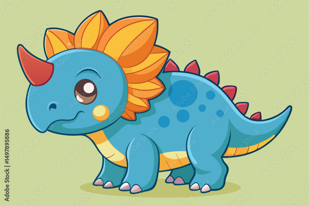 Adorable Cartoon Triceratops Dinosaur Illustration Adorable Cartoon Triceratops Dinosaur Illustration