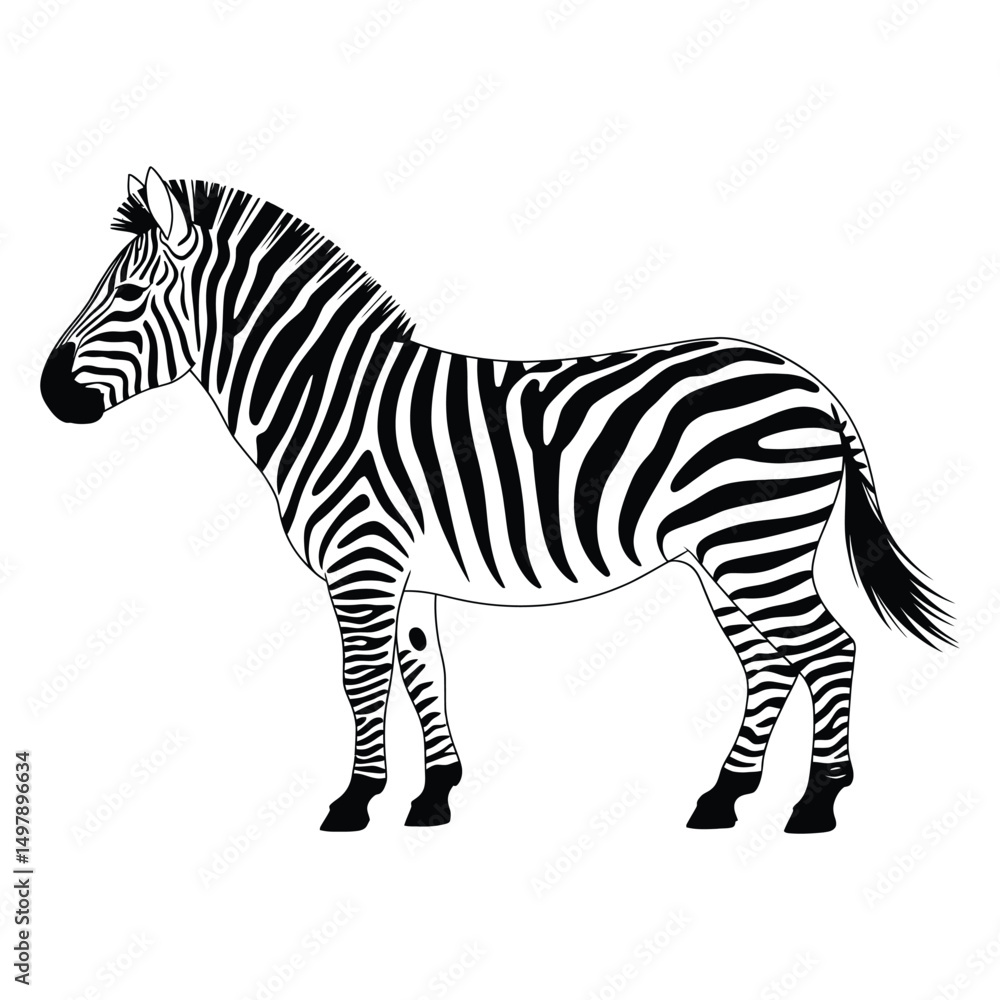 Fototapeta premium Black zebra silhouette vector artwork illustration