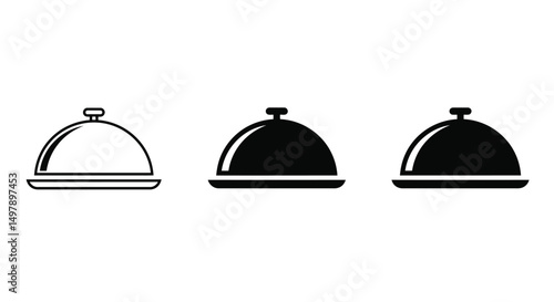 Restaurant Tray icons in outline and stroke versions