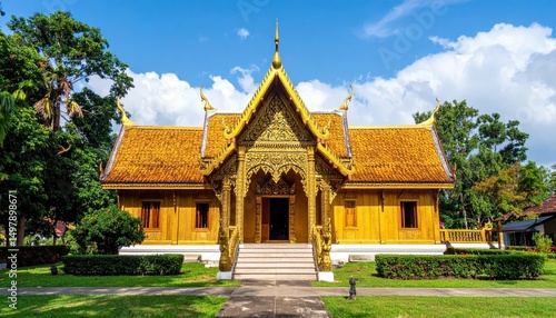 Wallpaper Mural Traditional Golden Thai Teak Farmhouse Surrounded by Lush Nature Torontodigital.ca