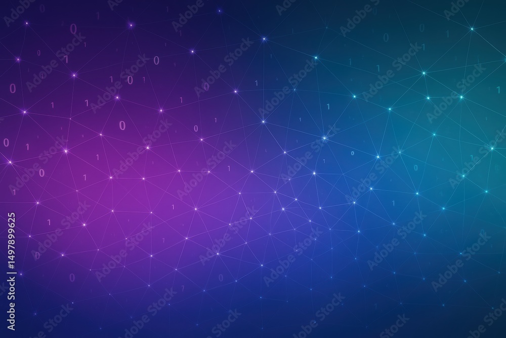 Obraz premium Abstract Digital Background with Binary Code and Geometric Network Design