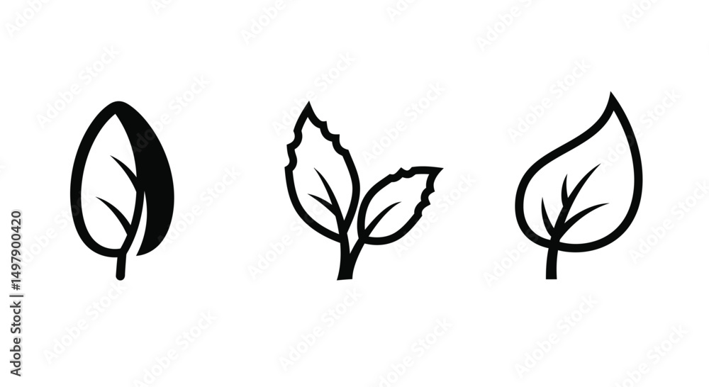 Simple leaf icon set. Vector illustration Simple leaf icon set. Vector illustration