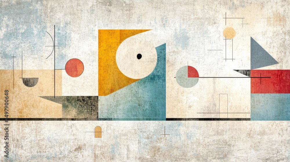 Fototapeta premium Abstract Cultural Symbols, vibrant colors and shapes intertwine, spacious layout for text integration, modern design elements enhance visual appeal