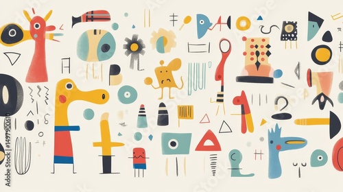 Abstract Cultural Symbols, vibrant colors and dynamic shapes, designed for versatile use with ample space for text integration