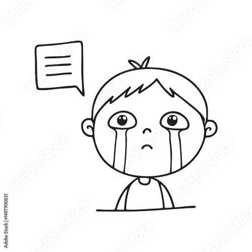 Tears dripping from eyes beside a memo