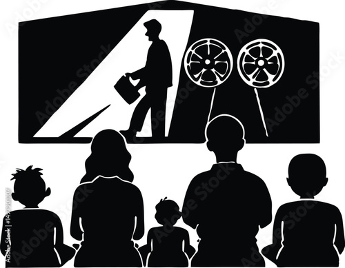 Family Movie Night Silhouette