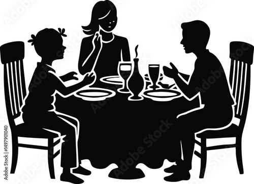 Family Eating Dinner Silhouette