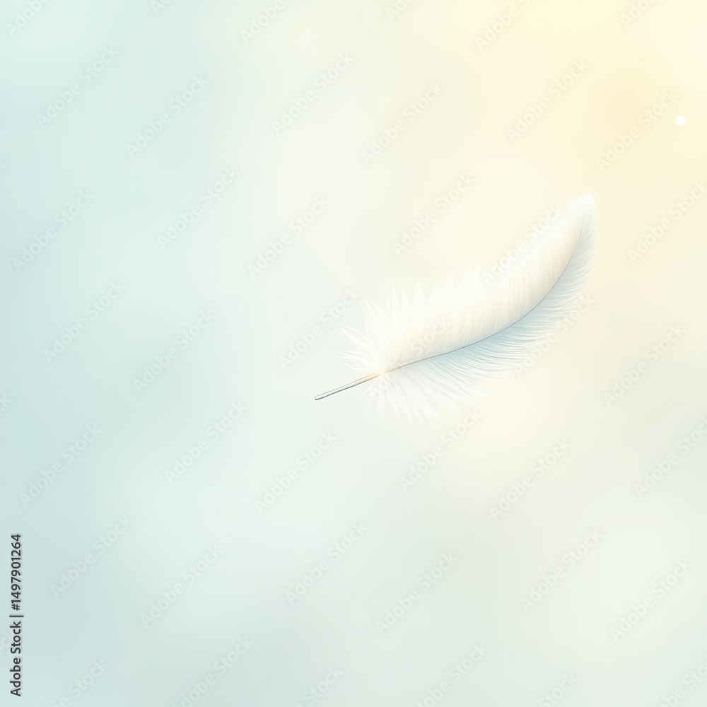 Obraz premium white feather on blue background