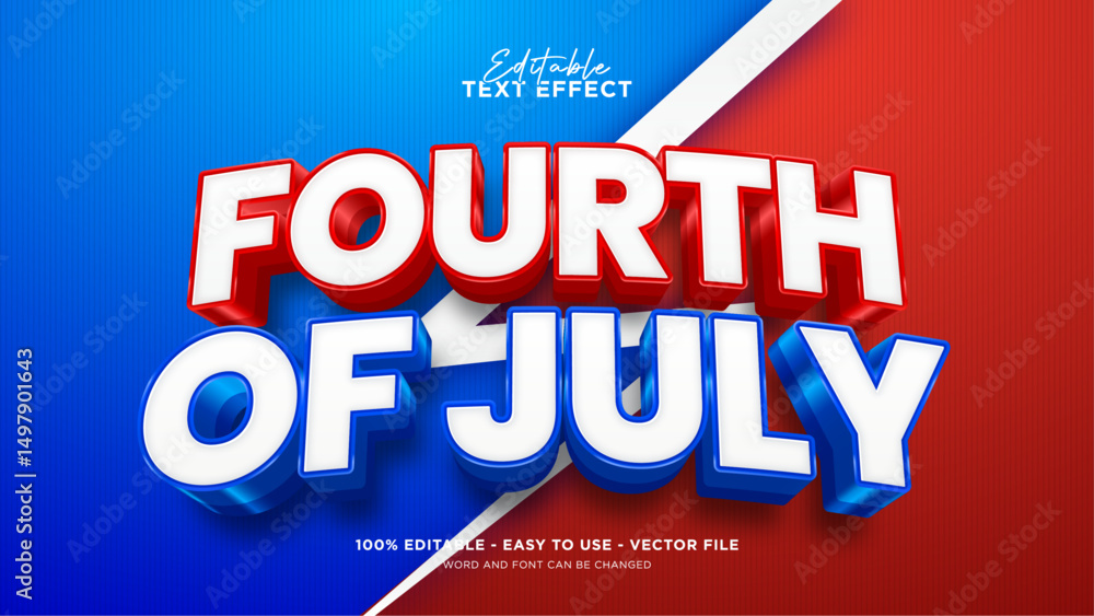 Obraz premium Independence Day of America editable text effect, 4th of July text style effect