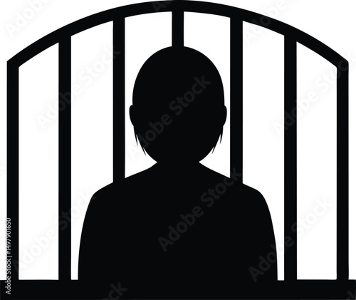 Person Behind Jail Bars Silhouette