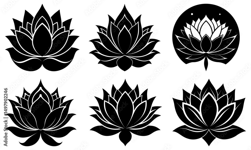 Obraz premium Lotus Flower Silhouette vector illustration