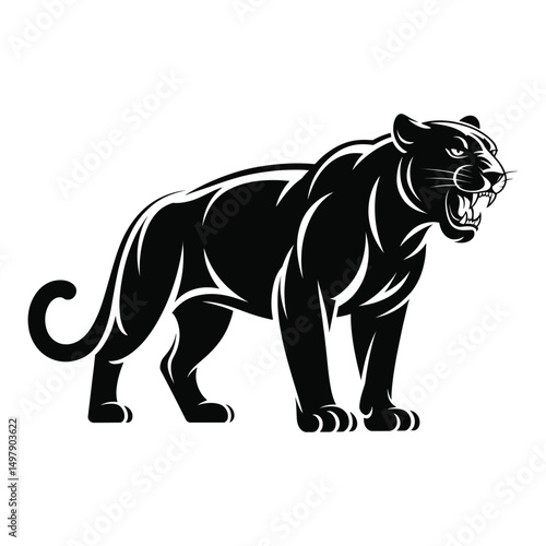 Tiger silhouette in black vector design

