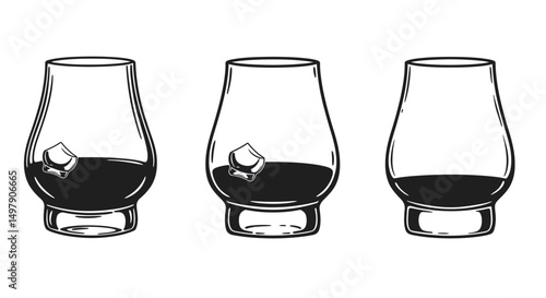 Glencairn Whisky Glass icon set. Whiskey Glass logo vector. Whiskey Glass Vector Icon. 