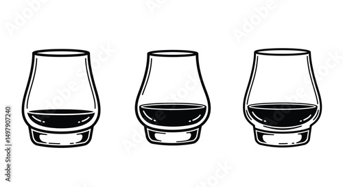 Glencairn Whisky Glass icon set. Whiskey Glass logo vector. Whiskey Glass Vector Icon. 