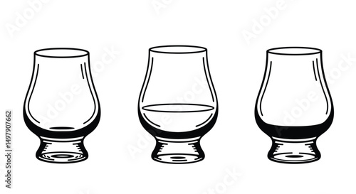 Glencairn Whisky Glass icon set. Whiskey Glass logo vector. Whiskey Glass Vector Icon. 