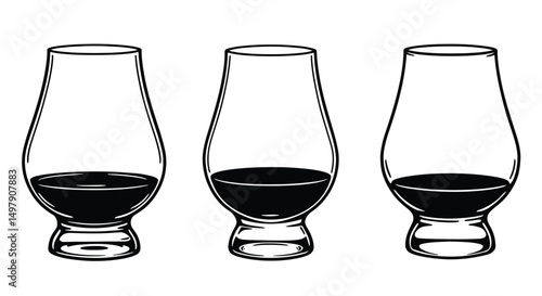 Glencairn Whisky Glass icon set. Whiskey Glass logo vector. Whiskey Glass Vector Icon. 
