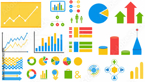 Wallpaper Mural Illustration showing various types of charts and diagrams for data visualization and representation needs Torontodigital.ca