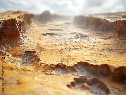 Wallpaper Mural 3D Render of Mars Landscape with Imaginary Planet Terrain Torontodigital.ca