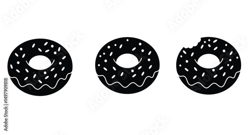Donuts icon vector. Donut food snack bitten vector symbol. Donuts Sign. Doughnut icon set.