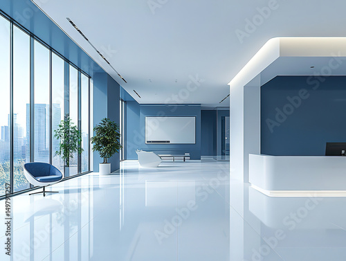 Wallpaper Mural Bright and Spacious White and Blue Office Interior Design Torontodigital.ca