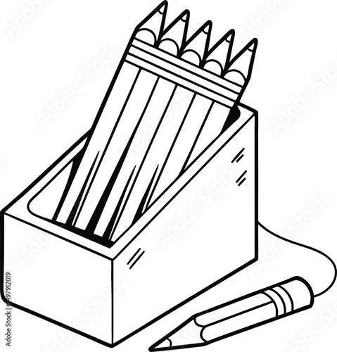 illustration of a pencil in a box