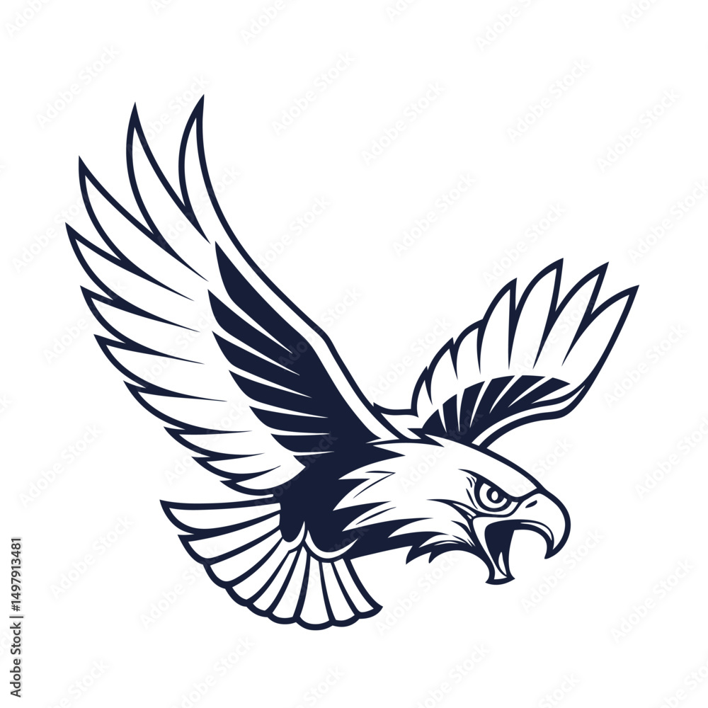 Fototapeta premium Eagle Silhouette vector Logo Illustration. Eagle Head vector art illustration. black eagle logo , icon design.