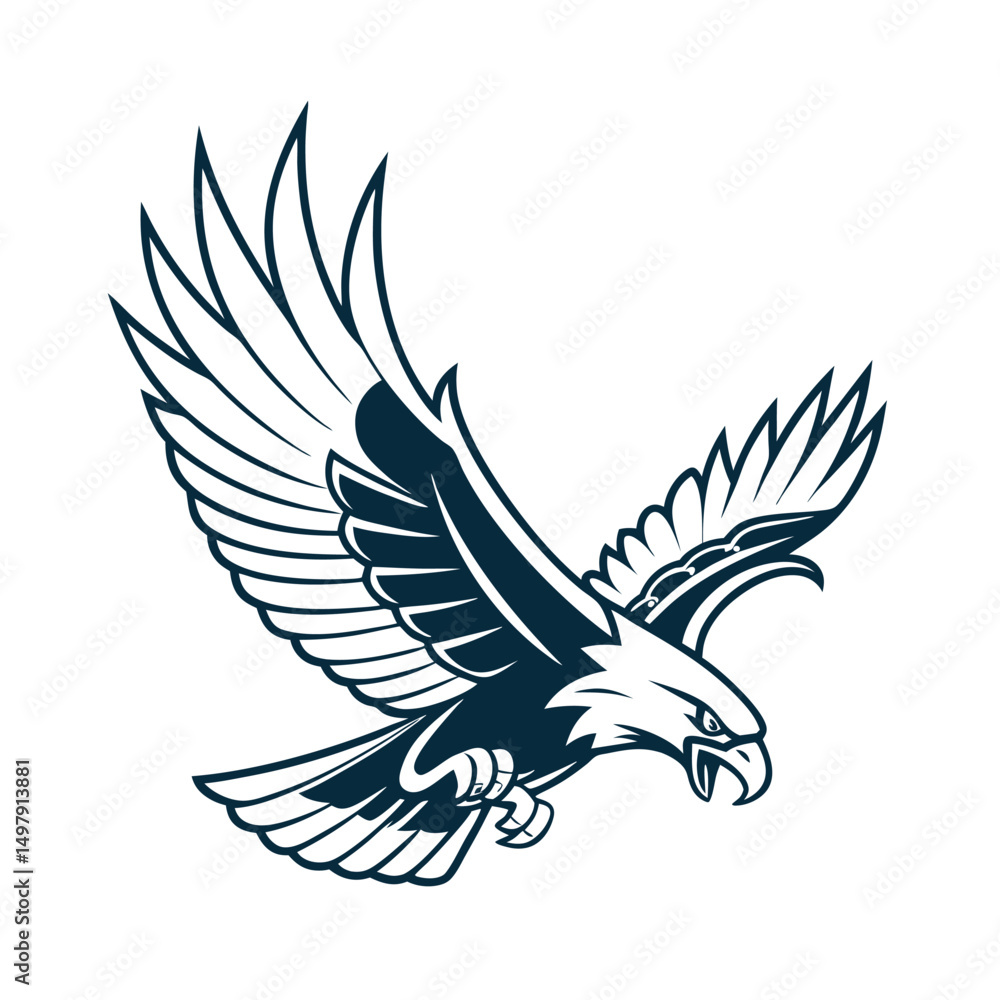 Obraz premium Eagle Silhouette vector Logo Illustration. Eagle Head vector art illustration. black eagle logo , icon design.
