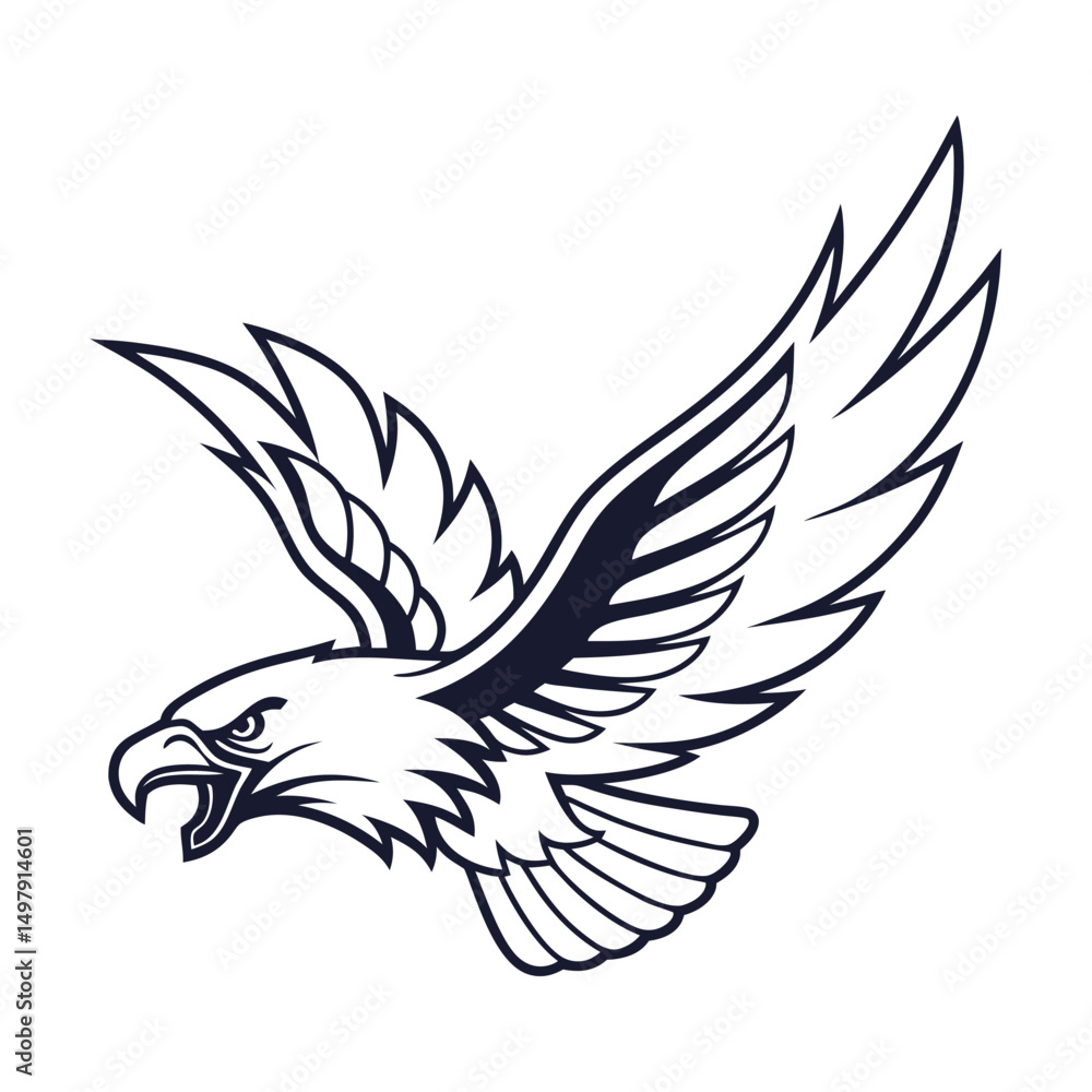 Obraz premium Eagle Silhouette vector Logo Illustration. Eagle Head vector art illustration. black eagle logo , icon design.