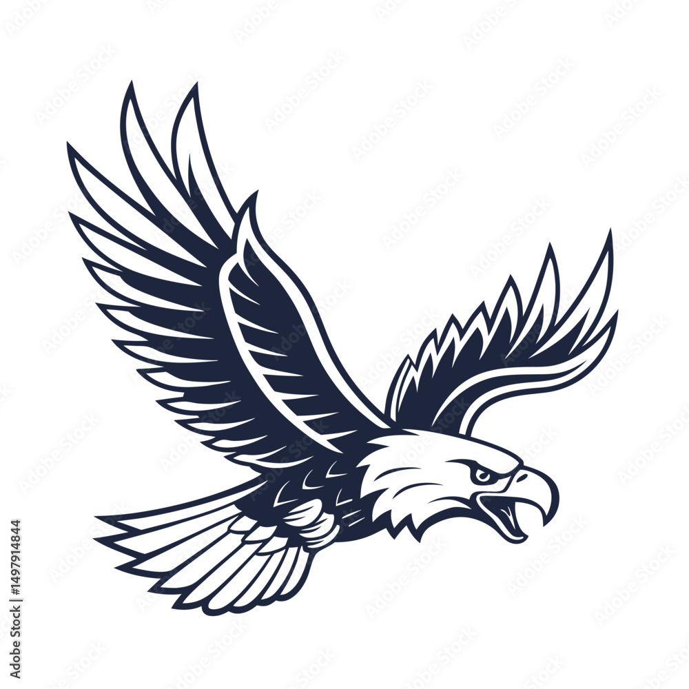 Obraz premium Eagle Silhouette vector Logo Illustration. Eagle Head vector art illustration. black eagle logo , icon design.