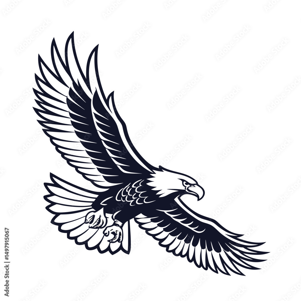 Fototapeta premium Eagle Silhouette vector Logo Illustration. Eagle Head vector art illustration. black eagle logo , icon design.