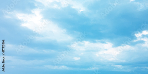 sunny sky blue light watercolor background. Aquarelle painting brush effect card paper textured canvas cloudy smoke space for text, entertaining card, template. aquamarine color graphics illustration