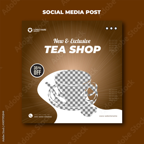 Exclusive tea shop and packaging social media post design template