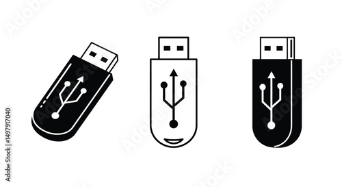 Usb icon set. Flash disk icon, vector illustration