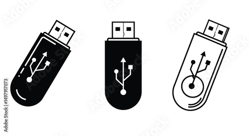 Usb icon set. Flash disk icon, vector illustration