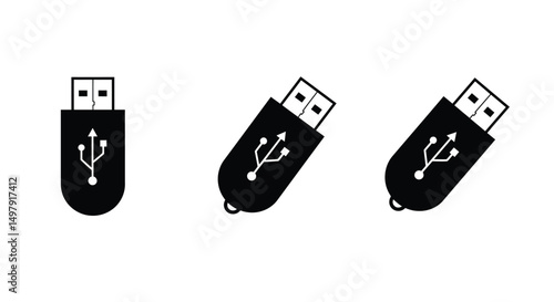 Usb icon set. Flash disk icon, vector illustration