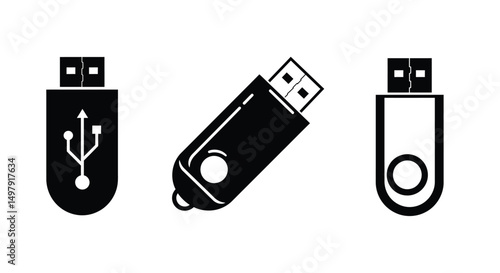 Usb icon set. Flash disk icon, vector illustration