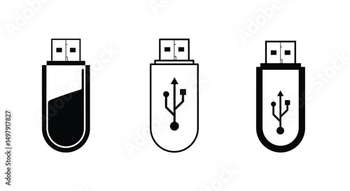Usb icon set. Flash disk icon, vector illustration
