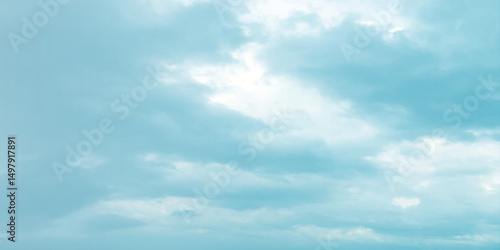 sunny sky blue light watercolor background. Aquarelle painting brush effect card paper textured canvas cloudy smoke space for text, entertaining card, template. aquamarine color graphics illustration