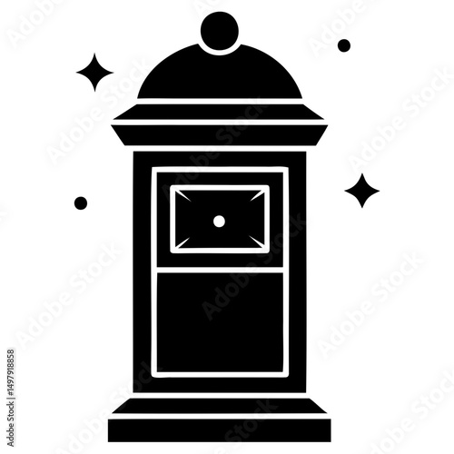 Simple postbox icon in black silhouette style for clean transparent design elements