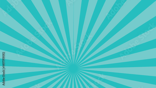 Sunburst light background with sun turquoise ray.