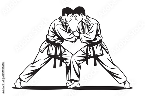 Martial Arts Judo Karate Fighters Combat Training