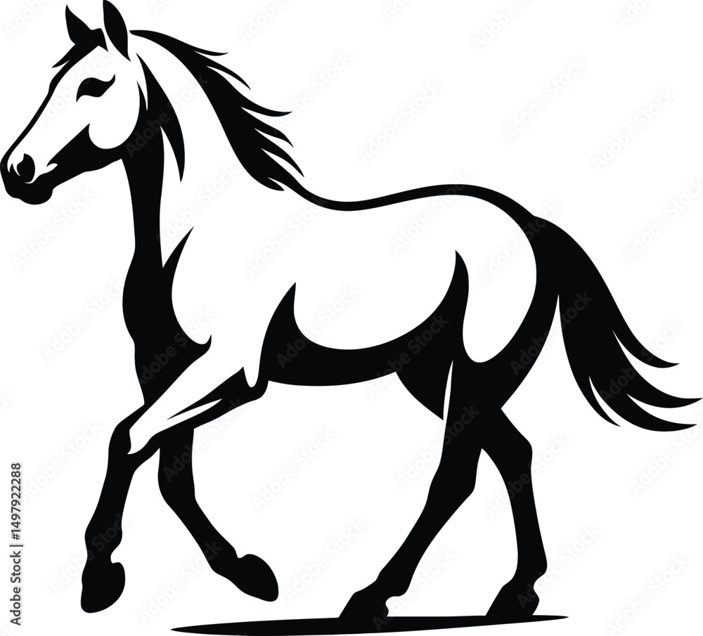 Obraz premium Galloping Horse Silhouette Design, Stylish Horse in Motion