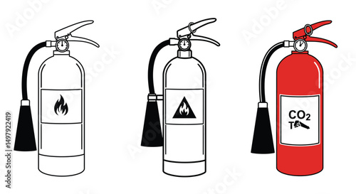 item, set, cartoon, dousing, technology, icons, tool, background, various, aid, device, safeguard, symbol, icon, sign, danger, secure, disaster, pictogram, object, extinguishing, illustration, flammab