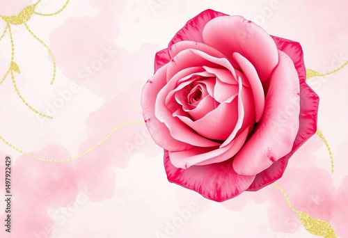 Rose pink watercolor wash with gold accents and blush marble effect,  swirl,  elegant