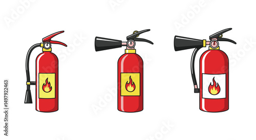 Fire extinguisher icon set. vector illustration